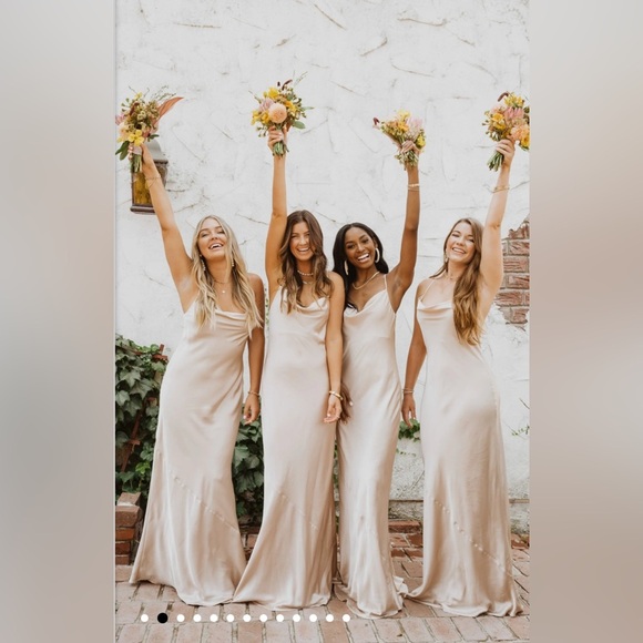 NWOT SHOW ME YOUR MUMU - Tuscany Maxi Slip Dress size L color: champagne - Picture 3 of 5